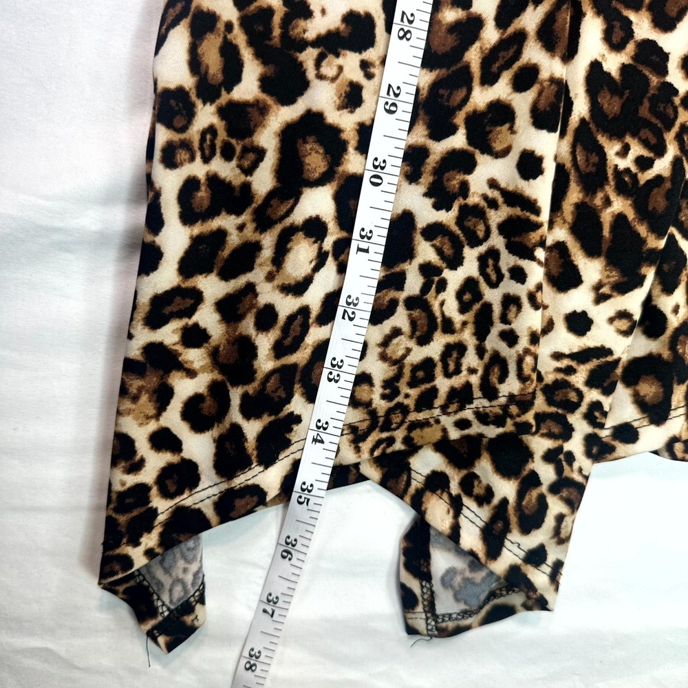 Espresso Dress Women Large Multicolor Leopard Print Handkerchief Hem Front Twist - Picture 6 of 11